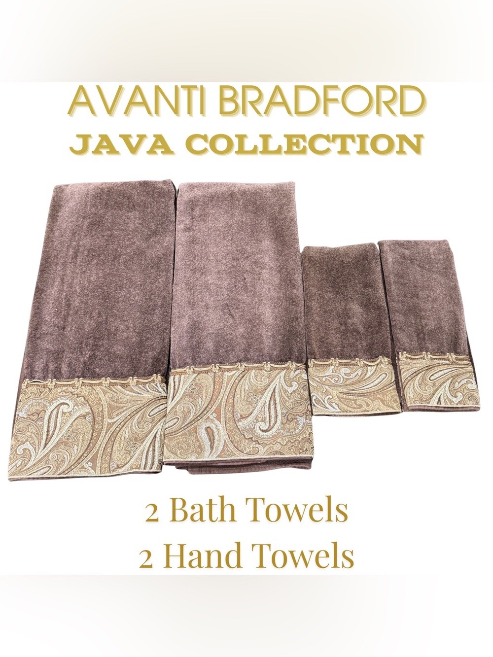 Avanti Bradford‎ Java Collection Bath Towels & Hand Towels Set - 2 Bath + 2 Hand